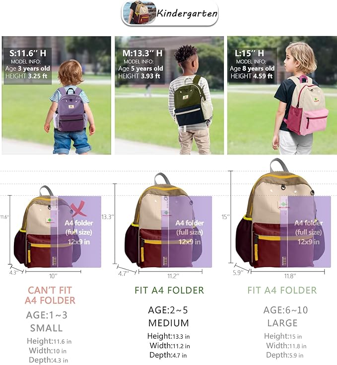Toddler Backpack for Boys 2-5: Preschool Backpack for Boys Girls - Cute Kids Backpack for Boys 13.5" H Fit Folder