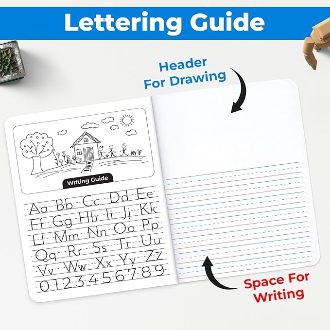 5000 Pack (Pallet) Writing & Drawing Space Primary Journal, 9-3/4 x 7-1/2, 200 Pages (100 Sheets), Grades K-2, Bulk Buying for School Districts, Bulk Orders Supply, 4-7 Days Transit