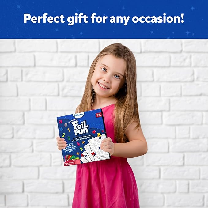 Skillmatics Foil Fun - Letter & Number Stickers, Mess-Free Art, Project Kits, DIY Colorful Creative Activity, Gifts for Ages 5, 6, 7, 8, 9, and Up