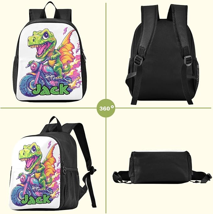 Dinosaur Motorcycle Toddler Backpack for Boys Girls 3-6 Small Preschool Backpacks for Kids Elementary Mini Bookbag for Preschool for Travel School