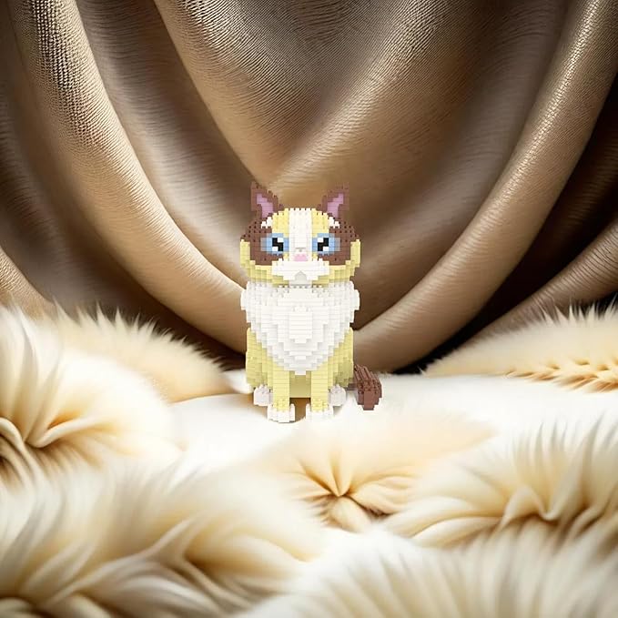 Larcele Cat Micro Building Blocks Animal Set, DIY Mini 3D Building Toy Bricks Kit,1160 Pieces KLJM-05 (Ragdoll)