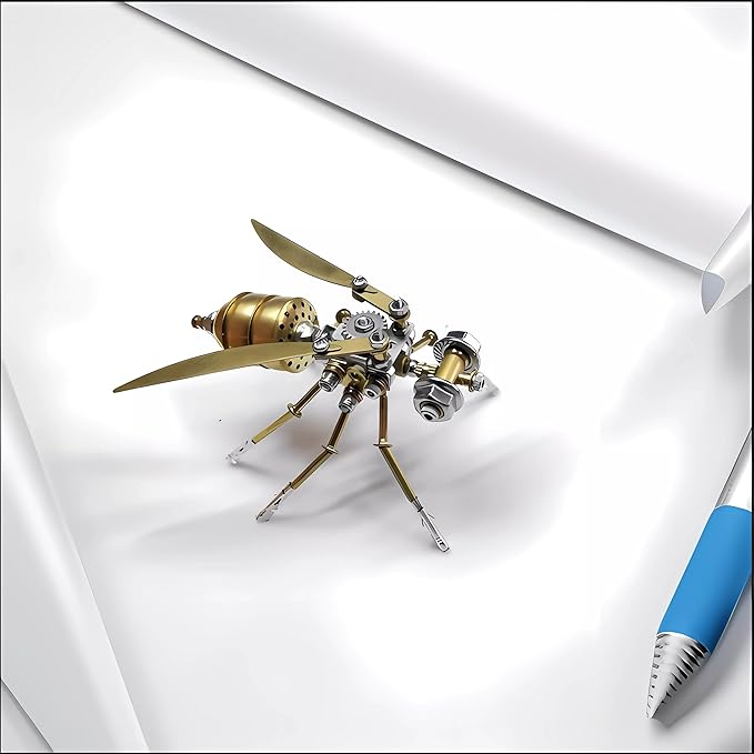 Challenging 3D Puzzle Gift Steampunk Metal Insect Bug Mechanical Sculpture Steampunk Insect Clockwork 3D Vespa Model Engineering for Teens Personalized Ornament Gift(Vespa)
