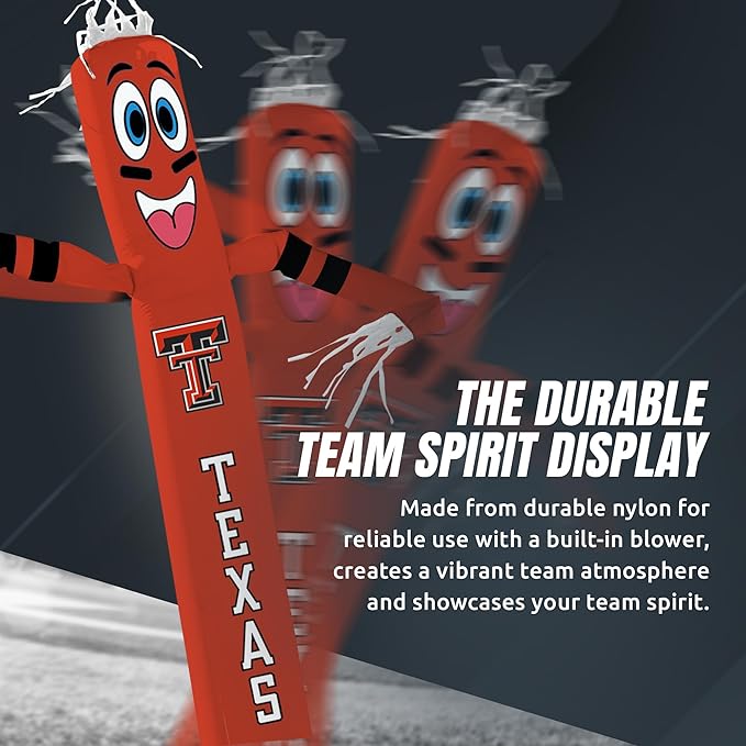 NCAA Texas Tech Red Raiders Football Wacky Waving Inflatable Tube Guy with LED Lights & Built-in Blower - 6" x 36" x 96" Inflatable Tube Man Crazy Sports Fan Outdoor Party Decoration