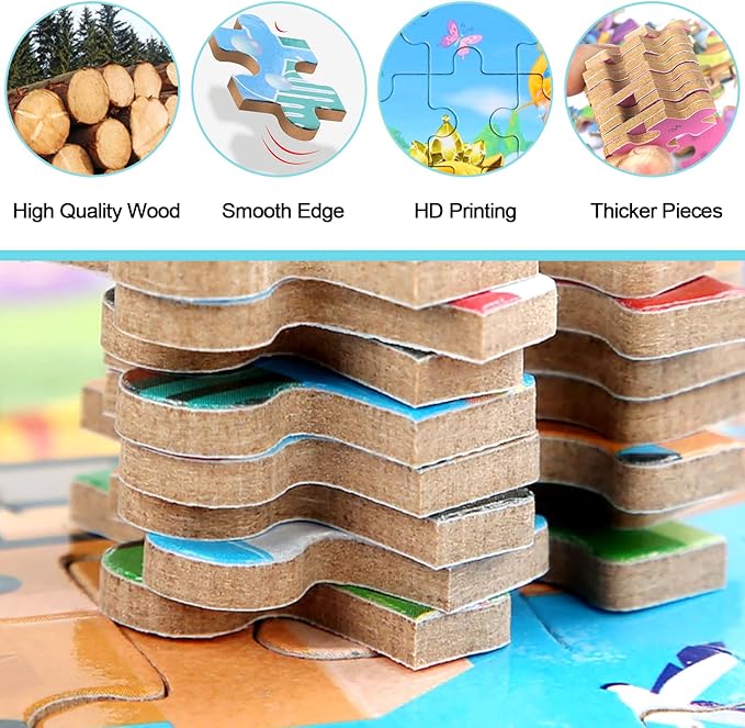 Puzzles for Kids Ages 4-8, 60 Piece Puzzles for Kids Ages 3-5 in a Metal Box Girls and Boys Learning Educational Jigsaw Puzzle Toys Gifts