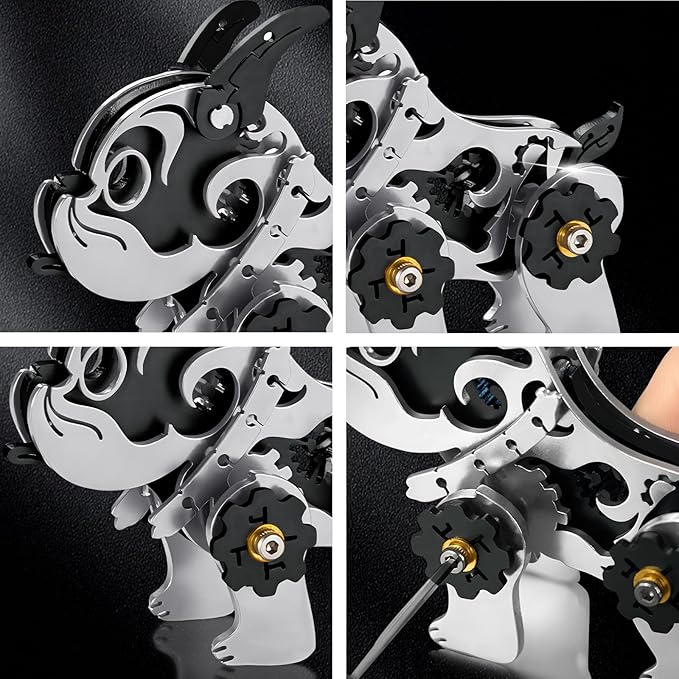 3D Metal Puzzles for Adults, Metal Model Kits for Adults, Mechanical BullDag Steel 3D Puzzle Stainless Steel Ornaments for Men Women Art Craft Gifts Toys(Black).