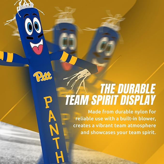 NCAA Pittsburgh Panthers Football Wacky Waving Inflatable Sports Fan - 6" x 36" x 96" Tube Guy with Built-in Fan & LED Lights - Outdoor Team Spirit Display