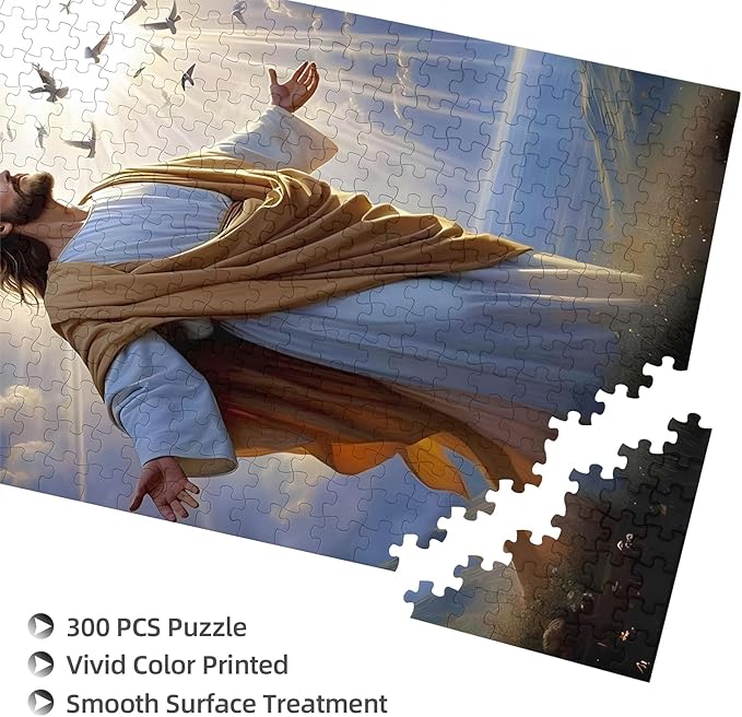 300 Pieces Premium Quality Wooden Puzzle,Jesus,Stress Relieving Toys,Parent-Child Games,Gifts,Educational Toys,Size: 15.7 x 11 in and 1:1 Original Picture Poster