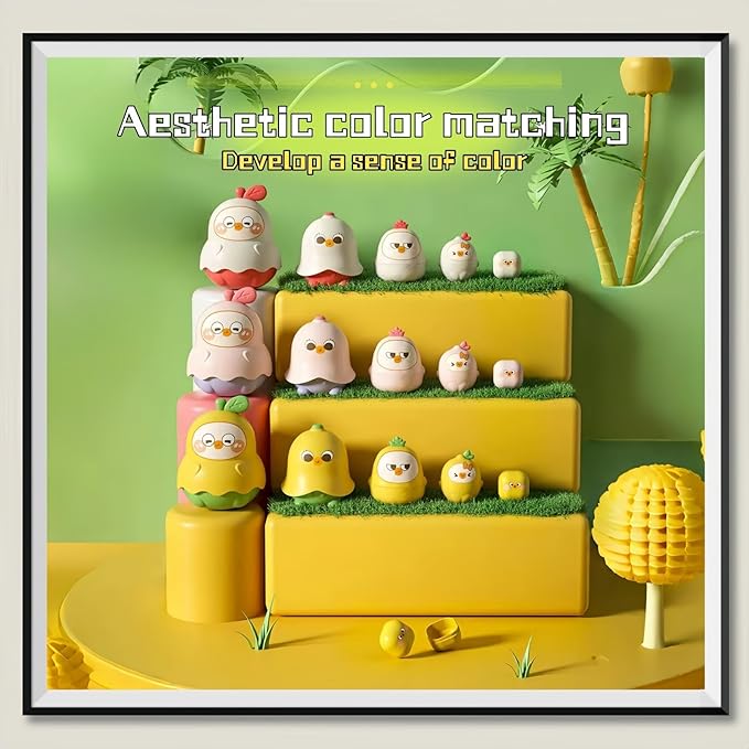 LQR Unique Yellow Duck Russian Nesting Dolls, Fruit Duck Nesting Dolls, Stacking Cups, Sensory Toys for Children, Toddler Educational Count Learning Toys, Birthday Gifts for Boys and Girls