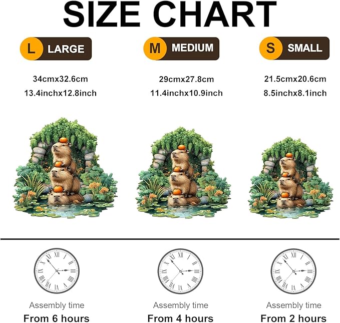 Wooden Puzzles for Adults - 100 Pieces Capybara Wooden Puzzle - Unique Animal Shape Wood Cut Puzzles - Eco-Friendly Home Office Decor (S - 8.5 * 8.1in)