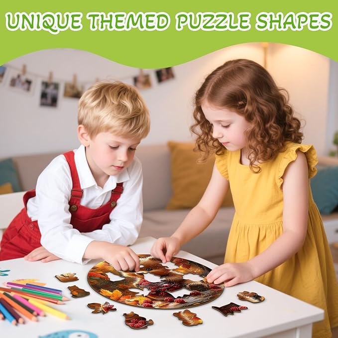 Wooden Puzzles for Kids Ages 4-6 - Berry Bear 50 Pieces Children Puzzles - Large Pieces Kids Puzzle with Unique Shapes - Educational Puzzles Toys for Boys and Girls (11.4 * 11.4 in)