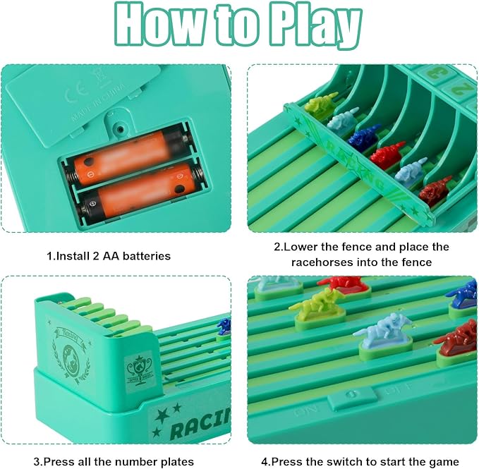 Derby Horse Racing Game, 6 Horse Race Board Game Table Top for Family Friends Adults Party Entertainment, Including Dice, Marker Pens, Cards
