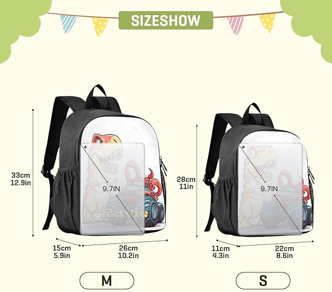 Truck Dinosaur Toddler Backpack for Boys Girls 3-6 Small Travel Backpacks for Kids Preschool Bookbag for Elementary Kindergarten for Travel