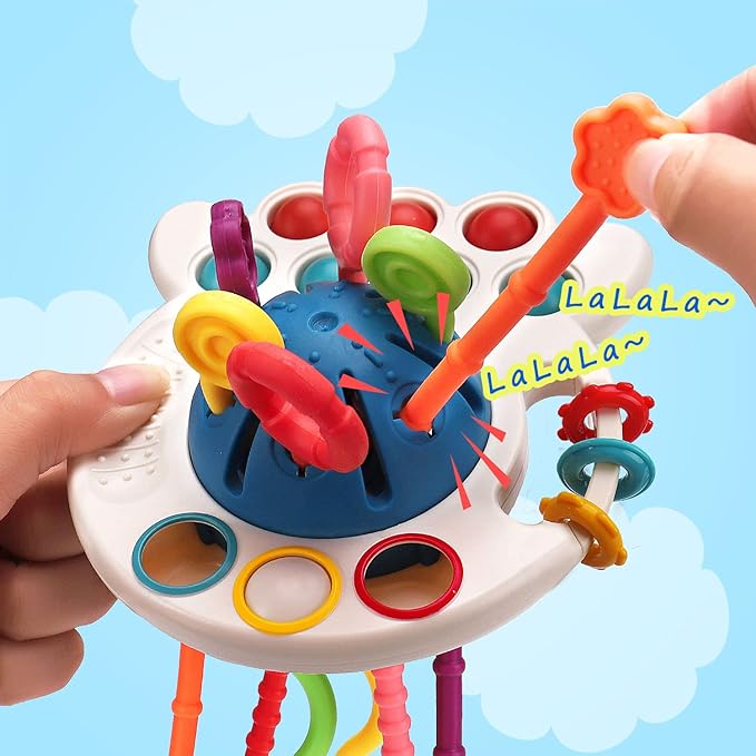 Baby Sensory Montessori Toys for 6-12-18 Months Sensory Balls Pull String Toys for Babies 0-6 Months Teething Developmental Travel Toy for 1 Year Old Boy Girl Birthday Gift 6-9-12 Month Old Infant Toy