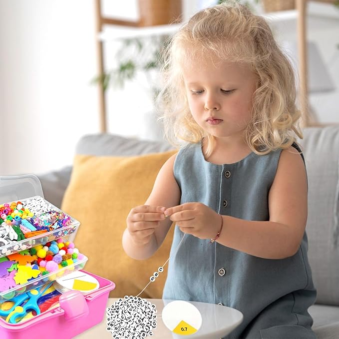 3000Pcs Arts and Crafts Supplies for Kids Craft Kits with Pipe Cleaners Crafting Supply All in 3 Layered Craft Box DIY Crafts for Kids Ages 4-8 8-12 Homeschool Supplies Toys Gifts for Girls & Boys