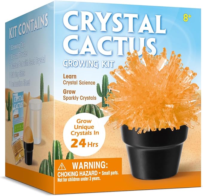 Crystal Growing Kit for Kids, Cactus-Orange DIY Crystal Science Experiment Set, Grow Your Own Crystals, STEM Educational Chemistry Kit for Boys & Girls Ages 6-12, Fun Science Lab Gift for Kids
