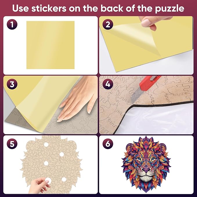 Lion Wooden Puzzles for Adults 200 Pieces,Lion Mandala Unique Shaped Wood Jigsaw Puzzles for Adults and Kids,Irregular Wood Puzzles,Extra Thick 5MM,Best Birthday Gift,10.4x11.9Inch