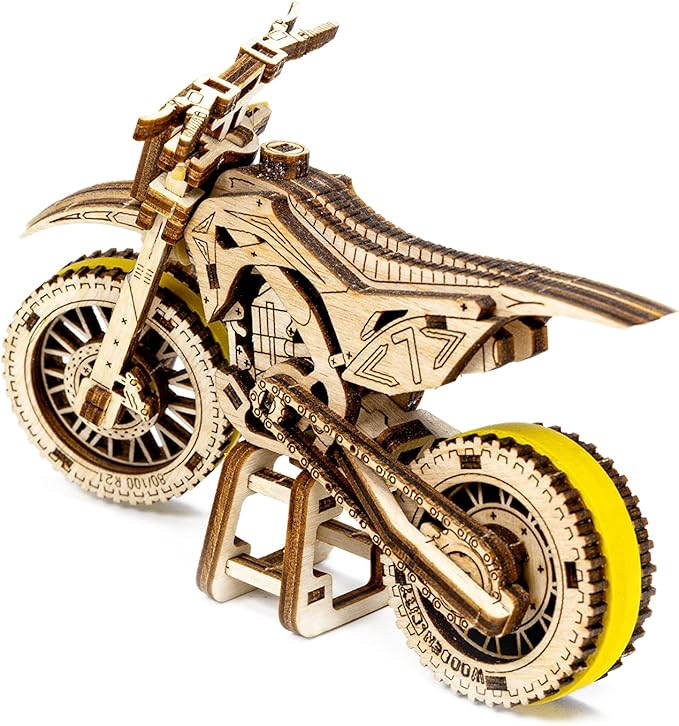WOODEN.CITY Motocross 3D Puzzle for Adults - Hobby Kit to Build Your Own Wooden Bike - 3D Model Motorcycle Kit - Wood Model Kit