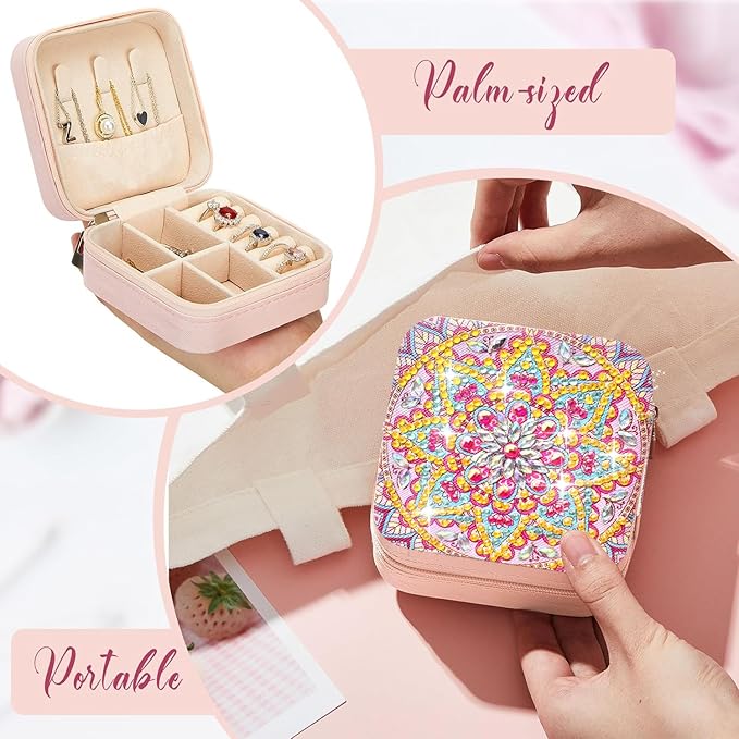 Diamond Art Jewelry Boxes Kits for Adults with Painting Accessories Gem Tools Crystral dots Paint Craft for Girl Women Kids Teen Gifts Mandral (Black-Purple)