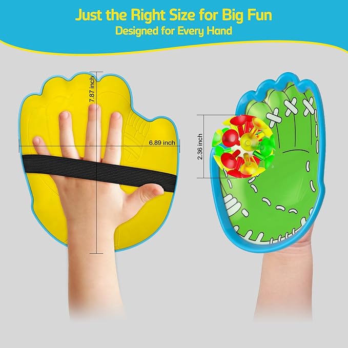 punkdog LED Toss and Catch Ball Game Set - 2 LED and 2 Regular Suction Cup Ball with 4 Easy-Grip Gloves - Beach Sports Toys for Kids - Outdoor Games for Backyard or Park - Christmas for Kids