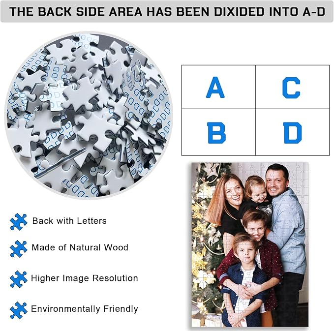 Custom Puzzle 120/200/300/500/1000/1500 Pieces, Personalized Puzzle from Your Own Photos, Customized Picture Jigsaw Puzzle Gift for Christmas Wedding Birthday Family