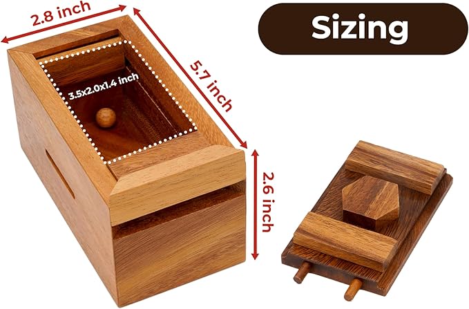 BSIRI Canopic Chest- Challenging Brain Teaser Wooden Box Mind Puzzles and Use as Money Box, Stash Box, Jewelry Box, 3D Puzzle Lock Box, Gift Card, Money Puzzle Box for Cash Gift