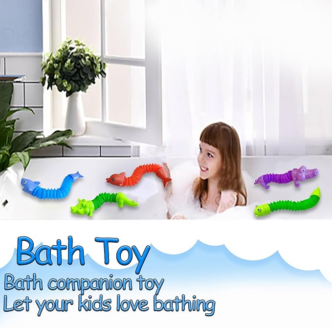 Pop Tubes Fidget Toys 24 Pcs,Party Favors Supplies Birthday Gifts for Kids Adults,Easter Basket Goodie Bags Stuffers,Sensory Toys for Anxiety ADHD Stress Relief,Treasure Box Toys Classroom Prizes