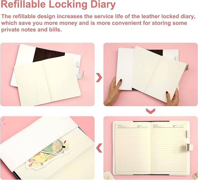 CAGIE Diary for Girls Age 8-12 Gifts for 9 10 11 12 Year Old Girls Diary with Lock, Spilling Ink Design 192 Pages Lock Diary with Pen, 5.7 x 8.5 Inch Birthday Gifts for Girl Journal with Lock