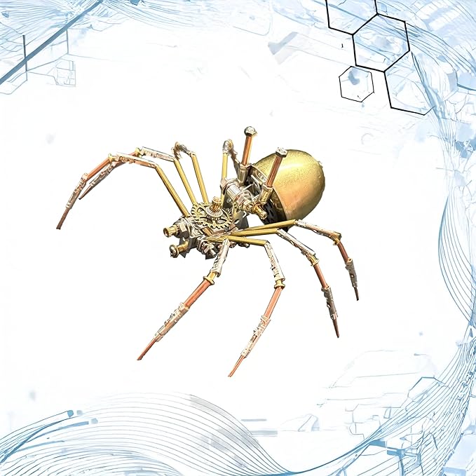 Metal Insect Bug Mechanical Steampunk Sculpture Insect Clockwork 3D Steampunk Metal Puzzle Kits for Adults (Mechanical Spider E)