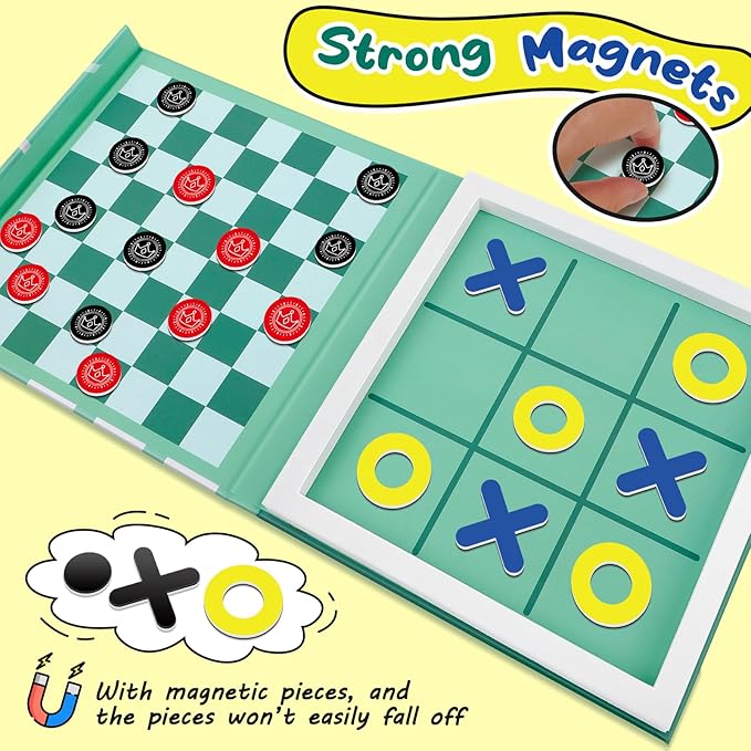 Torlam Magnetic Travel Games for Kids, Board Game Chess Party Camping Games Road Family Night Car Trip Games Activities for Kids and Adults