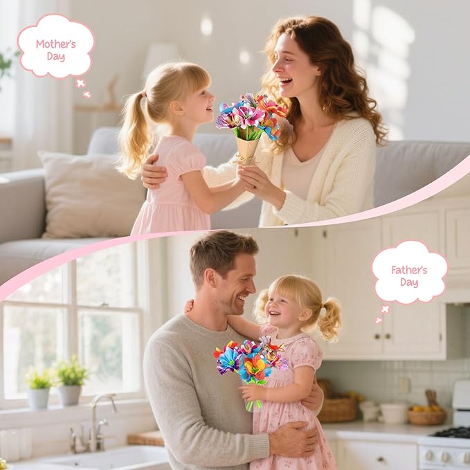 Flower Machine Fabric Flower Bouquets Craft Kit, DIY Arts and Crafts for Kids,Making Kit Includes Storage Bag,Educational STEM Activity Toys Gift for Girls Boys Birthday Christmas Holiday
