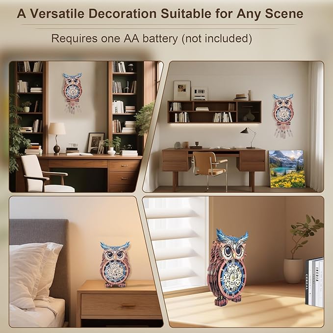 Kosmickiss 3D Wooden Puzzles for Adults, Owl Wooden Clock, DIY Model Building Kits for Adults, Owl Gifts for Women, Creative Decor for Home