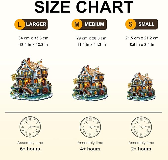 Wooden Puzzles for Adults, Wooden Jigsaw Puzzles for Adults Kids, 3D Glow Cottage Unique Shaped Wood Puzzles Adult, Creative Gifts for Friends Family Game, Home Decor(11.4 * 11.3in 185pcs)