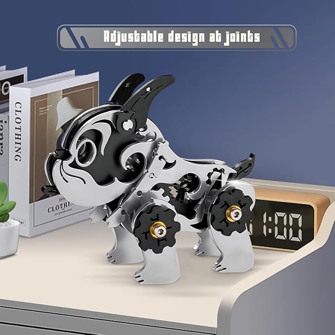 3D Metal Puzzles for Adults, Metal Model Kits for Adults, Mechanical BullDag Steel 3D Puzzle Stainless Steel Ornaments for Men Women Art Craft Gifts Toys(Black).
