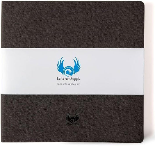 Square-Shaped Sketchbook, 10 x 10 inches, Lays Flat Flexible Sketch Book for Artists, Ideal for Ink, Watercolor, Pen, Pencils, 160 Tear Resistant Pages, Size: Square Large, Leda Art Supply