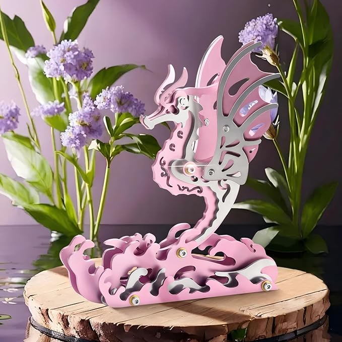 3D Metal Puzzles,3D Metal Puzzle for Adults,Mechanical Model Kit Seahorse Pink,Steel 3D Puzzles Stainless Steel Ornaments for Adults Home Decor Art Craft Gifts Toys.