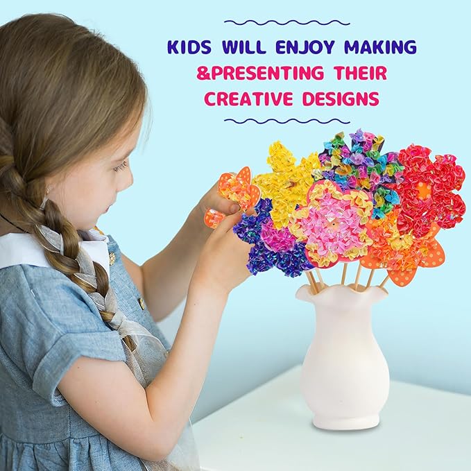 Poke Arts and Crafts kit for Kids, DIY 7 Flowers & 2 Butterflies & 1 Dragonfly, Mess Free Creative Game Toys for Girl 6-8 8-12, Gifts for Boys & Girls Ages 6 7 8 9 10 11 12 Years Old