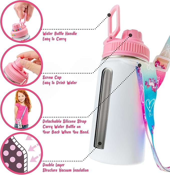 FTBox Decorate Your Own Water Bottle, Cute Arts and Crafts Gifts Toys for Girls Age 4-12, Unicorn/Mermaid Diamond Painting Crafts Kit for Birthday & Christmas