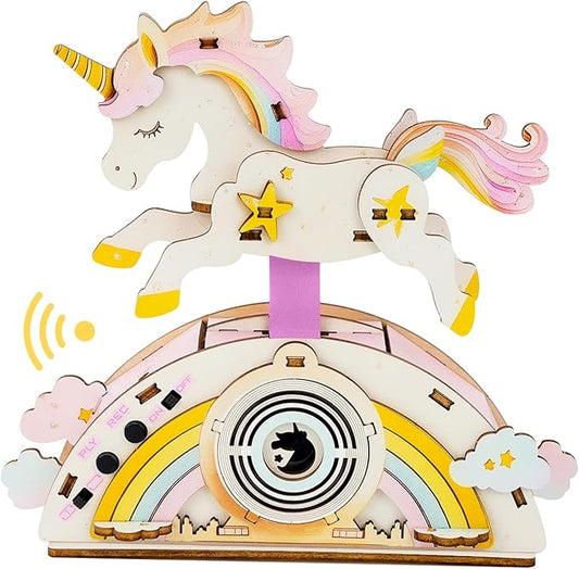 Kosmickiss 3D STEM Wooden Puzzles for Kids, 3D Wooden Models with Voice Recorder, Science STEM Building Kit Creative Craft Toys for Boys Girls Age 8-13 Years Education Birthday Gifts (Horse)