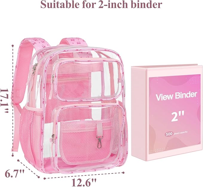 PACKISM Clear Backpack for School - 17 inch Large Heavy Duty Clear Bookbag, See Through PVC Backpacks (for age 12 above)