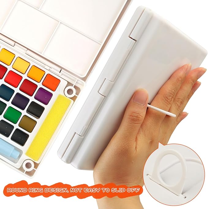 Watercolor Painting Set, Travel Paint Set Graspable Paint Set Portable Watercolor Sketching Kit with Water Pen,24 Sheets Watercolor Papers,3 Tutorial Video-30colors