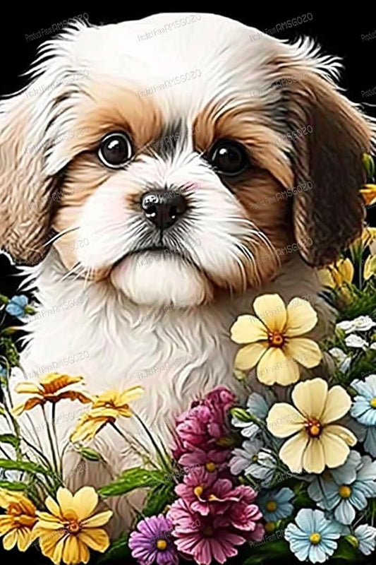1000 Pieces Flower Puppy Puzzles - Animal 1000 Pieces Jigsaw Puzzle for Adults, Enrich Spare Time and Exercise Brain Power, Brainstorming Game for Kids 20 X 30 Inches