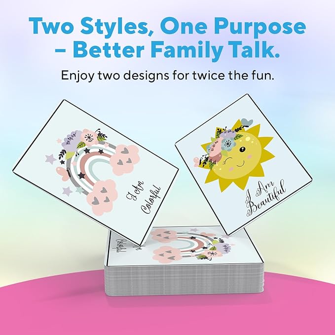 Family Discussion Cards Set, 200 Engaging Conversation Starters for Quality Time - Screen-Free Bonding Activity for Dinners, Gifts, Holidays and Gatherings(Kid001)