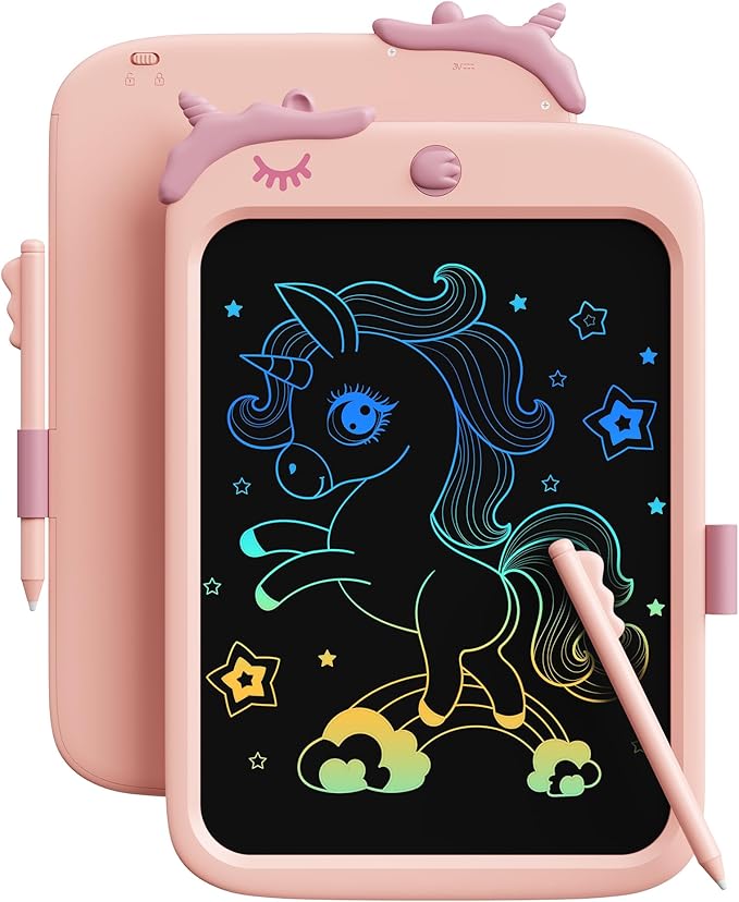 TEKFUN Toddler Boy Toys, LCD Writing Tablet for Kids, Doodle Board Dinosaur Toys, Travel Essentials Toys for 3 4 5 6 Year Old Boys Girls, Easter Birthday Christmas Gifts (10inch Pink)
