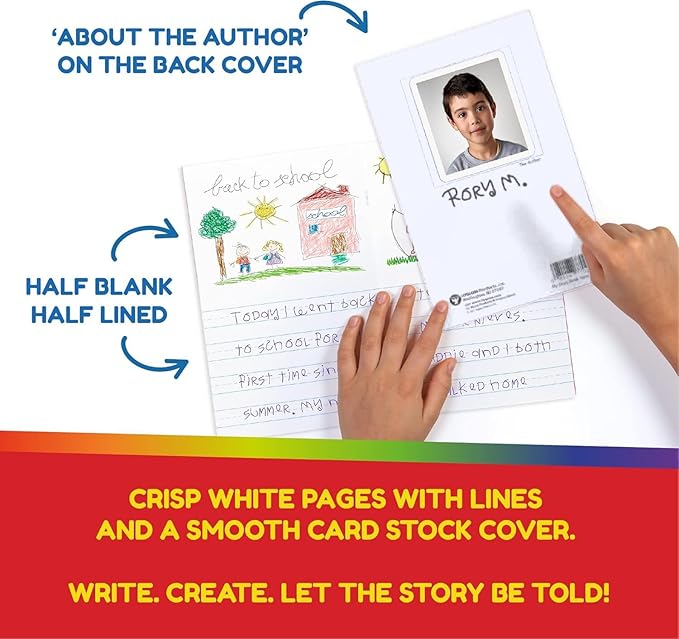Hygloss 100 Pcs Blank Storybooks for Kids - Bulk Small Notebooks Journals White Soft Cover Notebooks - 5.5x8.5-24 Half-Lined Pages - Blank Books for Kids to Write Stories & Illustrate