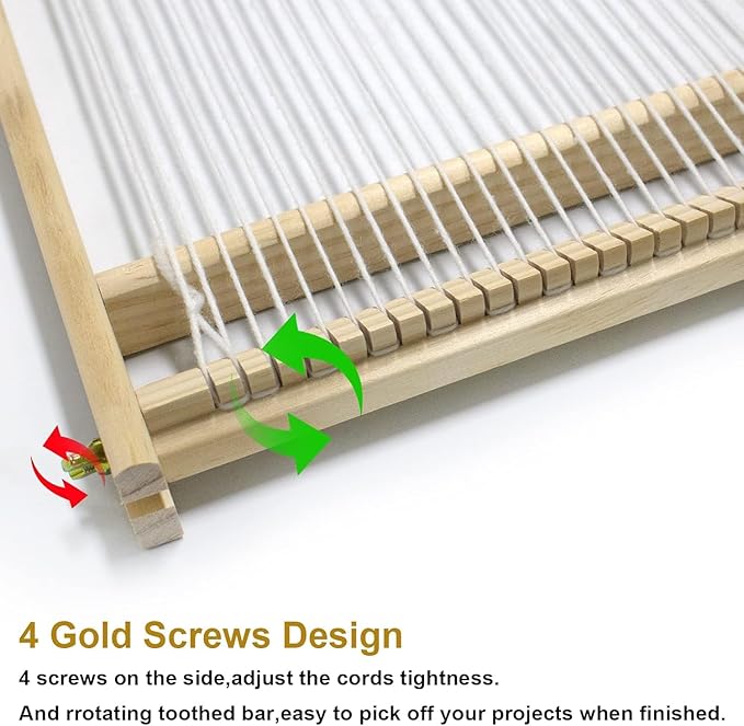 Sawvolker Weaving Loom Kit, Wooden Weaving Kit Multi-Craft Weaving Loom Tapestry Loom Large Frame 9.85x15.5 inch, DIY Hand-Knitting Looms Set with 12 Colors Acrylic Yarn for Kids, Adult and Beginners