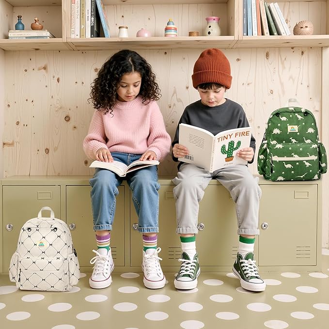 STEAMEDBUN Corduroy Kids Backpack for Girls and Boys 5-8: Girls Backpack for Elementary Kindergarten - 15 inch Cute Backpacks for Kids - Bow