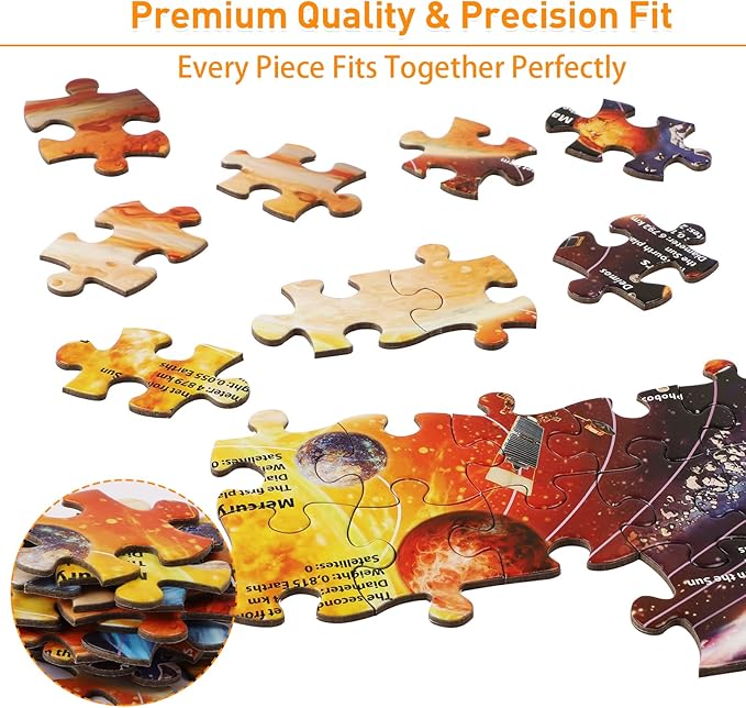 Solar System Space Kids Jigsaw Puzzles - 100 Piece Science Educational Toys for Ages 4-8 Boys & Girls - 8 Planets