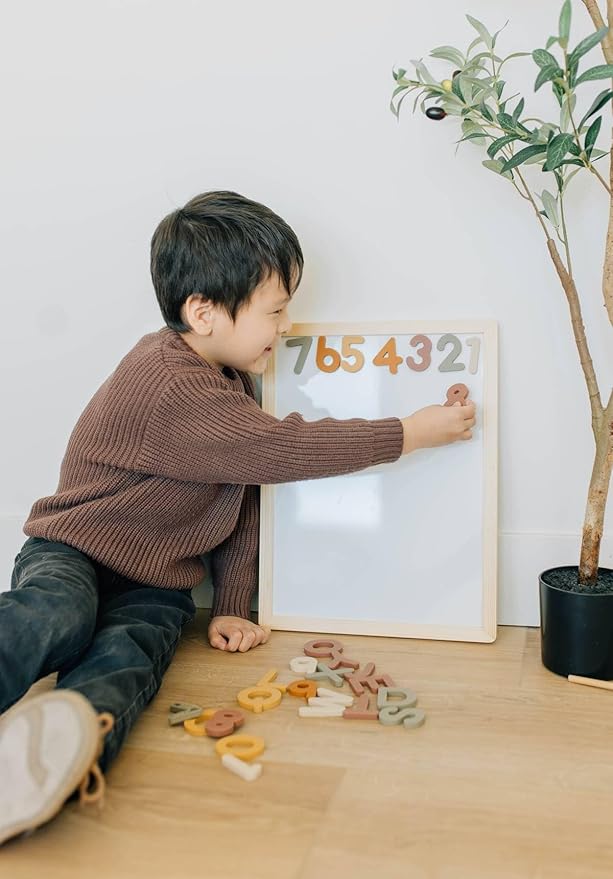 Boho Aesthetic Silicone Magnetic Numbers 20 Piece Play Set- Non-Toxic Toddler Magnets for Kids, Modern Neutral Educational Math Toys, Number Magnets for Classroom & Playroom