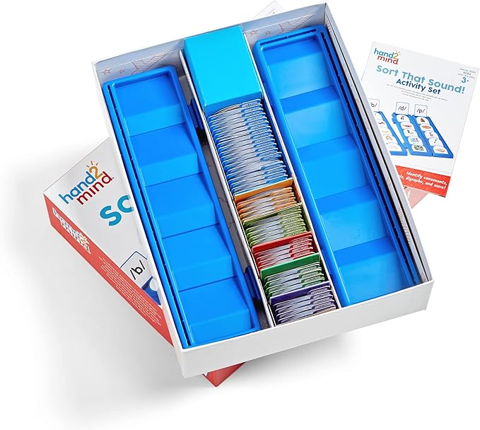 hand2mind Sort That Sound! Activity Set, Phonemic Awareness, ESL Teaching Materials, Science of Reading Manipulatives, Letter Sounds for Kindergarten, Speech Therapy Tools, Phonics Flash Cards