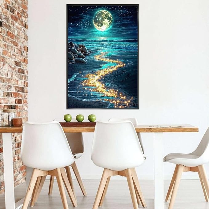 Seaside Moon Puzzles 1000 Pieces ,Beach Puzzles for Adults,Ocean Beach Theme Jigsaw Puzzles,Seaside Puzzle 1000 Pieces,Educational Toys Challenging Fun Games for Family and Friends
